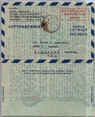 GERMANY 1946 BERLIN POSTAL HISTORY AEROGRAMME 100PF ADDR USA POSTMARK FRANKFURT