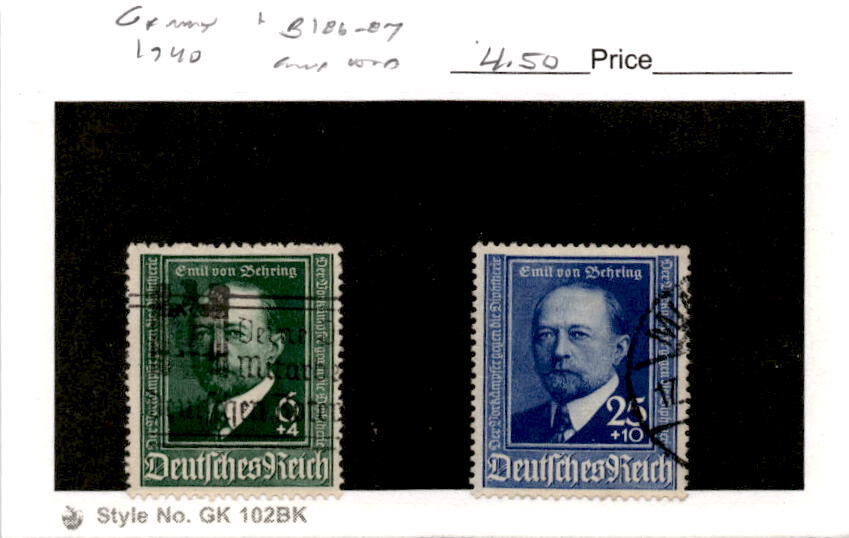Germany, Postage Stamp, #B186-B187 Used, 1940 von Behring (AK)