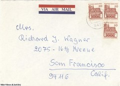 Germany Airmail Cover 60pf Lorsch Abbey Strip To USA San Francisco 1960s