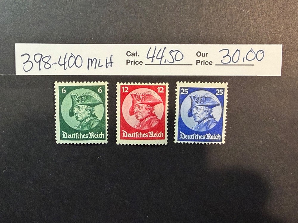 Germany # 398 – 400 MLH 2024 Scott Catalogue Value $ 44.50