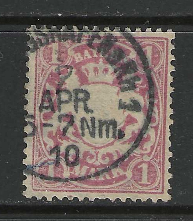 Germany states 1885 BAVARIA 1 Mark Cote of Arms issue used $ 83.00