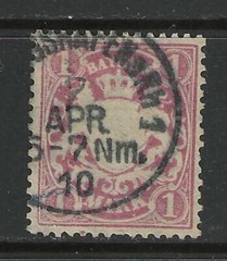 Germany states 1885 BAVARIA 1 Mark Cote of Arms issue used $ 83.00