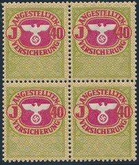 Stamp Germany Revenue Block WWII Fascism War Era Social Services Set MNH