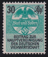Stamp Germany Revenue WWII 3rd Reich Butcher Farmers Organization MNG