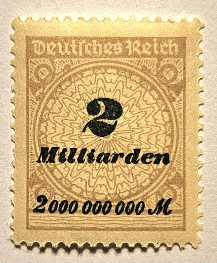 Germany VINTAGE 1923, 2 Million High Inflation MINT Single Stamp,
