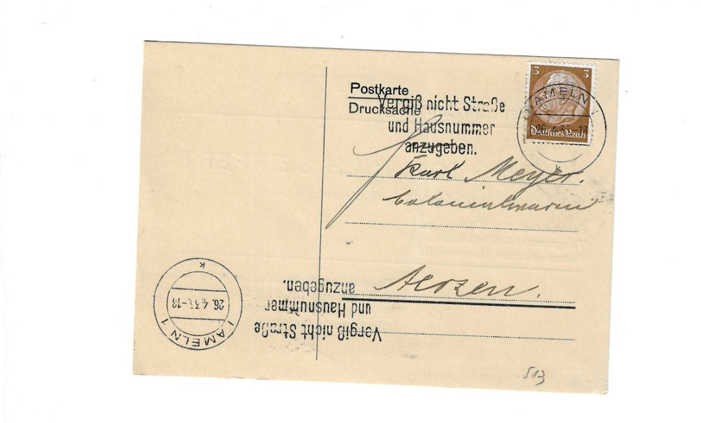 GERMANY Advertising Post Card sent from Hameln – Slogan Cancel
