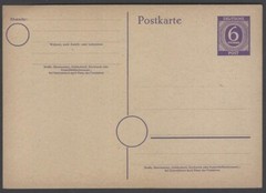 AOP Germany 1946 Numerals 6pf dark grey violet postal card unused. Michel P51b