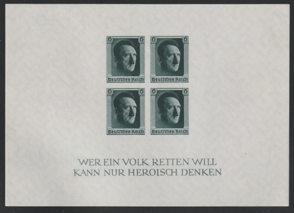 Germany 1937 Sc # B 103 Adolf Hitler Impf. s/s MNH OG $ 170