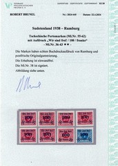 GERMANY OCC SUDETENLAND RUMBURG OVERPRINT MICHEL 36-43 PERFECT MNH BRUNEL CERT