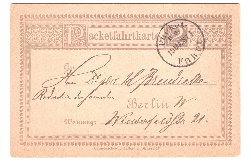 BERLIN GERMANY 1887 DECORATIVE CITY POST POSTAL STATIONERY CARD USED