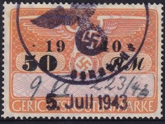 Stamp Germany Poland Revenue WWII Court Document Fee 1940 50 RM Used