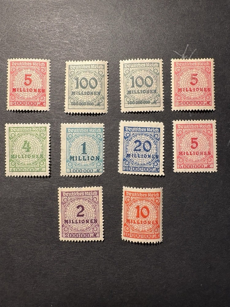 Germany Stamps Deutshes Reich 1923 Set Of 10 Stamps MNH Free Shipping