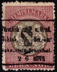 Baden 1860s 10ng Armories Revenue Used / Nice Cancel – S46824