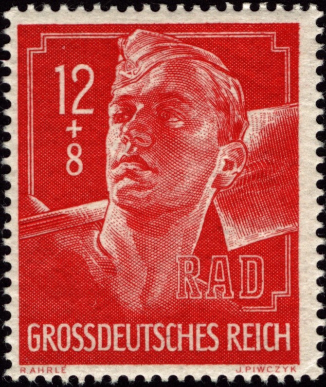 145108 Germany 1944 Semi Postal Stamp Scott #B282 Labor Corpsman Mint Hinged
