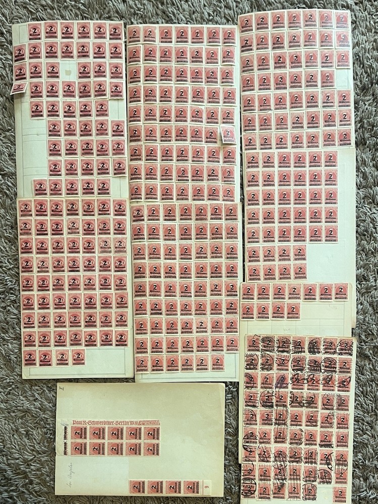 GERMAN HYPERINFLATION STAMP LOT – $2M, $200M, $220M, $2B OVRERPRINTS MINT USED