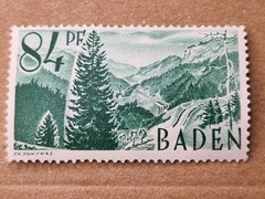 ​1947 Baden Stamp 84 Pf French Zone Occupied Germany Black Forest Mint RefN9