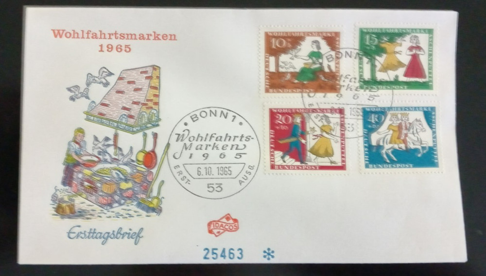 Germany 1965 FDC First Day Cover Wohlfahrtsmarken Fairy Tales Numbered 25463