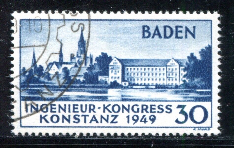 FRENCH ZONE BADEN 1949 46I/I used FLAWLESS signed BPP 250€(A7996