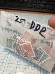 25 USED/Overstamped small Vtg 1950-1990 DDR East Germany stamps; $1 Ships/A DEAL