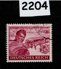 Used stamp B274 1944 Hitler’s Culture fund Postal charity Germany #2204