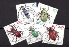 1993 Germany Sc# B745 – 749 (Semi-postal) Insects, Beetles. Used set Cv$9.50