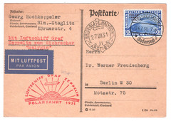 GERMANY Card ZEPPELIN Air 2m *POLARFAHRT* Overprint 1931 Ship MALYGUIN CDS KZ154