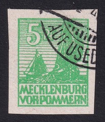 GERMANY 1946 Russian Zone Fishing Boats 5pf Green Imperf SG RB25 Used (CV £70)