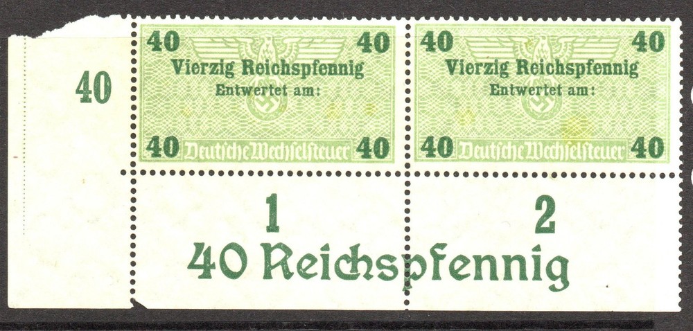 Germany 1920s 40p Revenue Pair MNG / FULL CORNER MARGIN – S61872