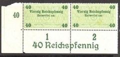 Germany 1920s 40p Revenue Pair MNG / FULL CORNER MARGIN – S61872