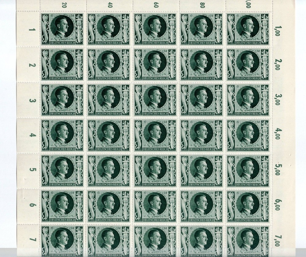 MNH stamp Sheet Sc B232 Adolf Hitler 1943 Birthday WWII Germany Third Reich