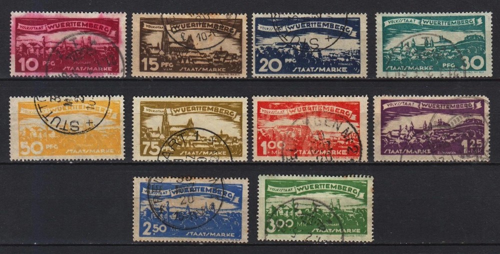 + GERMANY WÜRTTEMBERG SERVICE Mi# 272/281 COMPLETE SET VERY FINE USED