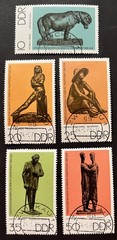 Travelstamps: 1975 Germany DDR Stamps Mi 2141-2145 Bronze Art – Used CTO H