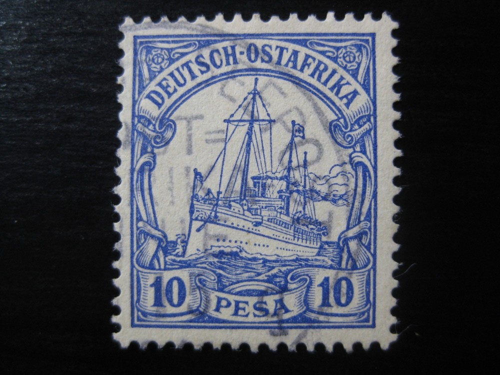 EAST AFRICA GERMAN COLONY Mi. #14 Kaiser Yacht stamp Ost Afrika Seepost cancel!