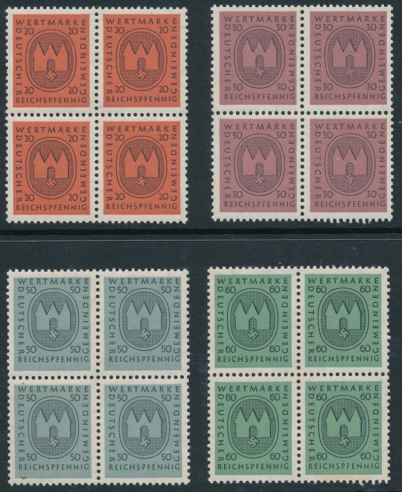 Stamp Germany Revenue Block WWII Fascism War Era Local Wertmarke 20-60 MNH