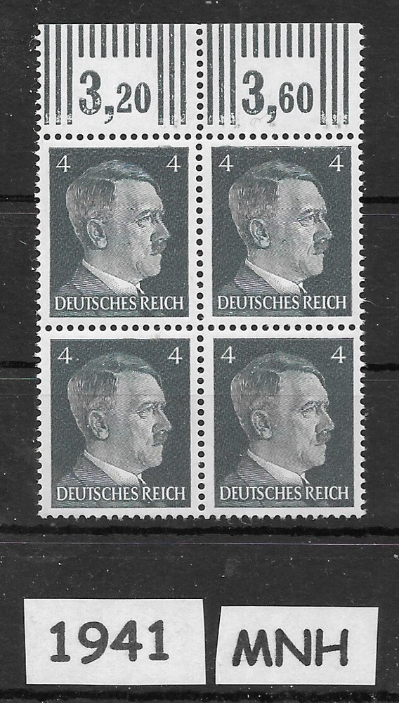MNH stamp block / Adolf Hitler / PF04 Sc 508 Third Reich Germany / 1941 #1941