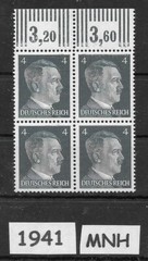 MNH stamp block / Adolf Hitler / PF04 Sc 508 Third Reich Germany / 1941 #1941