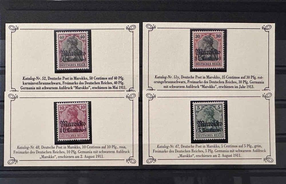 1911-1913 DEUTSCHES REICH GERMANY MAROKKO MOROCCO 40, 30, 10, 5 STAMPS MNH