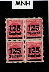 MNH stamp block Overprint 125K over 1000Mk Sc #255 Weimar German Republic 1923