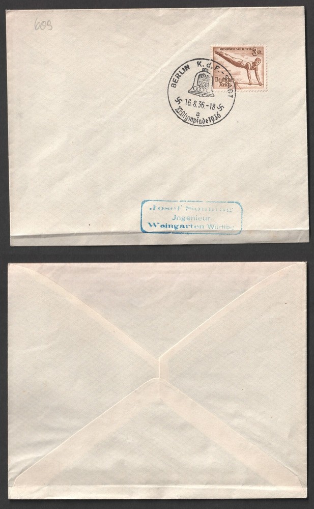 1936 Germany Olympic Games Berlin Bell Nazi Cover. Athletics