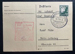 1939 Frankfurt Germany Graf Zeppelin II Airmail Postcard Cover LZ130 To Berlin