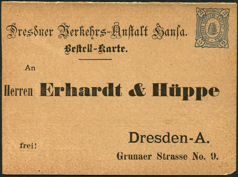 Germany Dresden Hansa Private Local Post Stationery Coal Ordering Postal Card