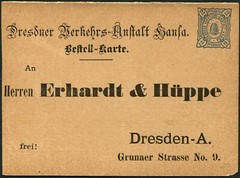 Germany Dresden Hansa Private Local Post Stationery Coal Ordering Postal Card