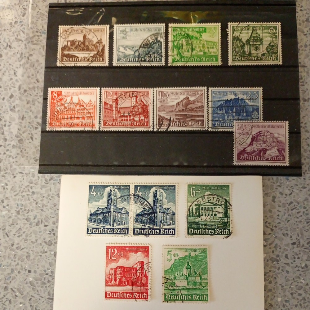 Complete Set German 1939 Deutsches Rhiech WW2 Winterhilfswerk & 5 1940 Stamps