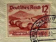 1939 Germany Semi Post Airmail Berlin to Denmark, Scott Catalog# B134-136.