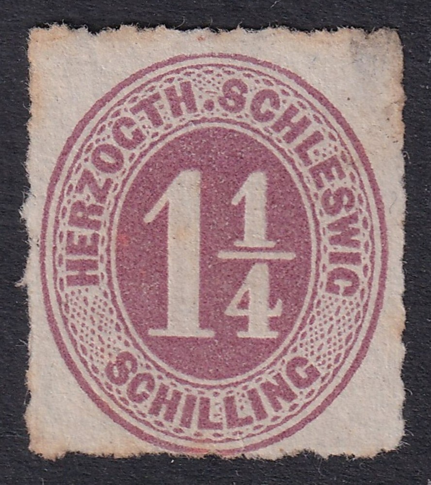 SCHLESWIG-HOLSTEIN 1865 Numeral 1¼s Dull Mauve SG 25 Mint no gum