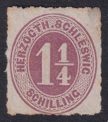 SCHLESWIG-HOLSTEIN 1865 Numeral 1¼s Dull Mauve SG 25 Mint no gum