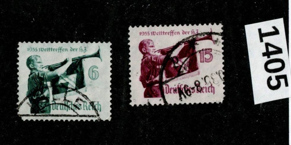 Stamp set Sc 463 & 464 Hitler youth 1935 / Third Reich era Germany #1405