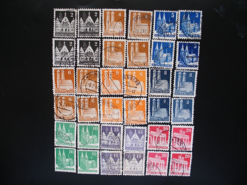 Germany 1948-51- Buildings-21 Different Issues x 4, Total 84 Stamps Used