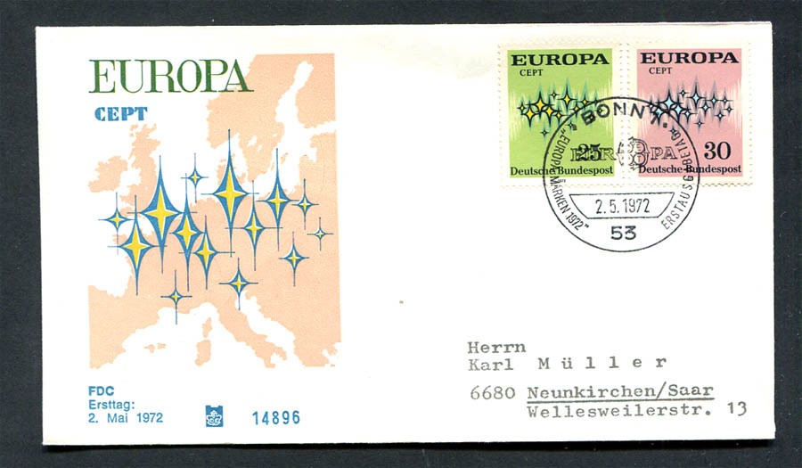 Germany – BRD : First Day Cover from 1972 (Europe) with fancy cancel – used