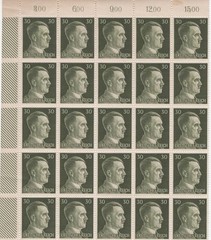 Germany 30 Pfennig Stamp Sheet (Deutsches Reich) – Michel 800B – Pane of 25